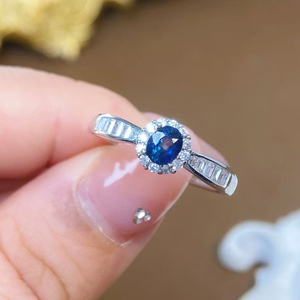 <span class=keywords><strong>Anello</strong></span> Minimalista con Zaffiro Blu Naturale per Donne, Argento Sterling 925, Montatura a Griffe, Placcato <span class=keywords><strong>Oro</strong></span>, Gioiello di Lusso per Fidanzamento - Product Image 4
