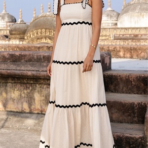 Vestidos de Verano de Algodón Elegantes para Mujer, Diseño Chic de Última Moda, Color Liso, 100% Algodón, Vestido Maxi Informal para Mujer - Product Image 2