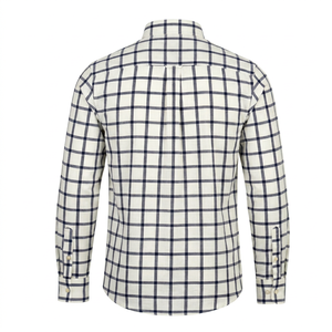 Custom ODM Yarn Dyed 100% Cotton Twill <b>Patchwork</b> Men's <b>Shirt</b> Turn-down Collar Contrast Stitching Regular Fit Spring Office - Product Image 2
