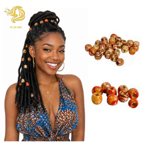 Perles en bois Fujia en gros pour tresses, motif rétro, trous légers de 6 mm/8 mm, accessoires d'extension capillaire