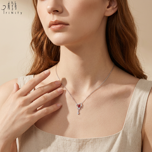 Most Popular Classic Luxury 18K White Gold Natural Diamond <b>Ruby</b> Heart Pendant <b>Necklace</b> Gemstone Jewelry Women Anniversary - Product Image 4