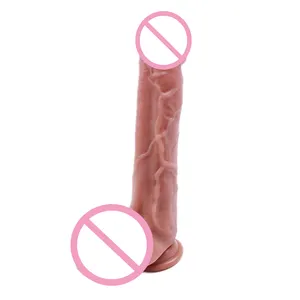 最畅销的9.8双层液体硅胶假阳具，男女通用，弹性硅胶假阳具人造阴茎逼真
