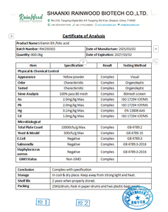 Suplemen asam folat Vitamin B9 bubuk alami Vitamin B9 asam folat - Product Image 2