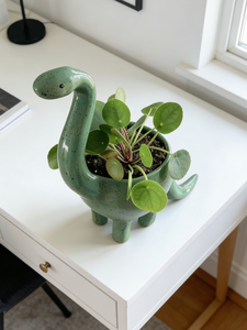 Pot de fleurs suspendu mignon en forme de dinosaures verts, décoration de vase de dessin animé personnalisée pour plantes succulentes - Product Image 6