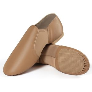 Chaussures de jazz unisexes Dynadans, dessus en cuir PU, à enfiler, talon plat, pour femmes et hommes - Product Image 1