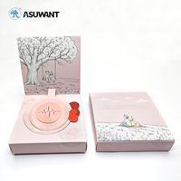Caja de Regalo Rígida Rosa con Tapa Abatible, Impresión CMYK Personalizada, Patrón de Corazón ECG, Caja de Papel para Recuerdos de Boda, Venta al Por Mayor