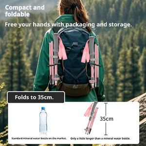 Bâton de randonnée en aluminium carbone rose avec système de verrouillage rapide, ultra léger 225g <span class=keywords><strong>pour</strong></span> l'exploration en plein air - Product Image 3