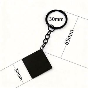 Personalized Customization <b>square</b> Shaped Laser Engraving logo Printing Photo Blank Material Metal Stainless Steel Keychain - Product Image 2