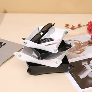 Plateau de rangement pliable de style nordique, carré, en cuir PU, organisateur de bureau, porte-clés, support d'entrée, type 0,07 kg - Product Image 3