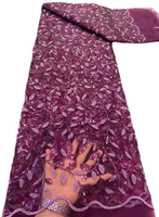 Tissus en dentelle à sequins et perles de haute qualité, écologiques, HFX Nigeria, pour robes de mariée nigérianes, robes de fête, 3702