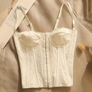 Corset moulant d'été 2025 pour <span class=keywords><strong>femme</strong></span>, style tunique, à bretelles fines, à anneaux métalliques, en polyester et dentelle, avec effet bustier, coupe ajustée, style Fishbone Sexy Sling Spice Girls - Product Image 1