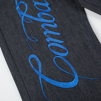 Jean rétro ample en denim original brodé style streetwear pour homme, style américain unisexe
