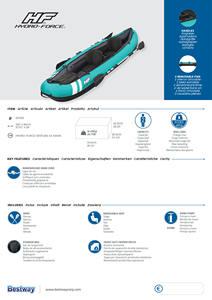 Kayak <span class=keywords><strong>gonflable</strong></span> Bestway 65052 3,30 m x 94 cm en PVC pour adultes, idéal pour la pêche et les activités nautiques en rivière. - Product Image 3