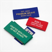 Étiquettes de vêtements pas chères, en tissu polyester doux de haute qualité, étiquettes tissées pour le col des vêtements