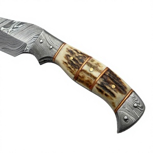 Couteau de chasse de haute qualité en acier Damas, entièrement forgé à la main, personnalisable, avec étui en cuir - Product Image 2