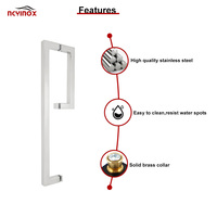 Barre de tirage pour porte de douche sans cadre en verre carré, avec poignée et porte-serviettes, finition nickel brossé, pour hôtel