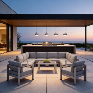 Ensemble <span class=keywords><strong>de</strong></span> mobilier <span class=keywords><strong>d</strong></span>'extérieur en aluminium résistant à la rouille, tabourets <span class=keywords><strong>de</strong></span> bar en aluminium, ensemble <span class=keywords><strong>de</strong></span> canapés <span class=keywords><strong>de</strong></span> <span class=keywords><strong>jardin</strong></span>, sièges en aluminium, <span class=keywords><strong>canapé</strong></span> <span class=keywords><strong>de</strong></span> conversation 2026 - Product Image 4