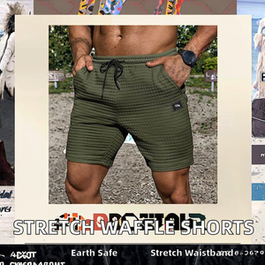 กางเกงขาสั้นผู้ชายคุณภาพสูงแบบสั่งทำพิเศษ ผ้าถักเนื้อแน่น เอวกลาง ทรงลำลอง ยืดหยุ่นได้ เหมาะสำหรับออกกำลังกาย ฟิตเนส ชายหาด - Product Image 2