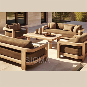 Nuevo Diseño de Muebles de Jardín Modernos para Patio, Sofá de Teca Resistente al Agua, Juego de Sofás de <span class=keywords><strong>Madera</strong></span> - Product Image 1