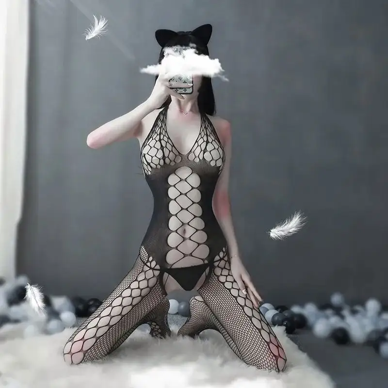 Sexy lưới Fishnet bodystockings cho phụ nữ khiêu dâm đồ lót mở Áo ngực crotchless teddies bodysuits nữ sexy khiêu dâm đồ lót mới