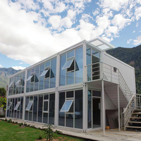 Maisons conteneurs préfabriquées en acier mobiles, respirantes et personnalisables, avec murs en verre, pour bureaux modernes et appartements