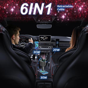Caricabatterie da auto retrattile 5 in 1 per <span class=keywords><strong>iPhone</strong></span> e Android <span class=keywords><strong>Mini</strong></span> dimensioni ricarica rapida Starlight caricatore da auto retrattile con cavi - Product Image 5