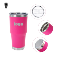 Gobelets de voyage isothermes en acier inoxydable à double paroi, revêtement poudré, 30 oz, avec couvercles et pailles, personnalisables avec logo
