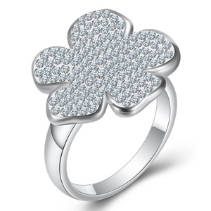 Flower Shape Stainless Steel <b>Ring</b> Micro Inlaid <b>Crystal</b> Unisex Everyday Wear White Color - Product Image 5