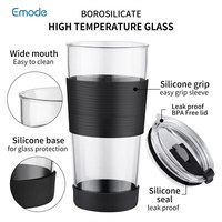 Gobelet en verre personnalisé en gros tasse de voyage tasse à café étanche de qualité alimentaire avec couvercle et paille pour support de voiture