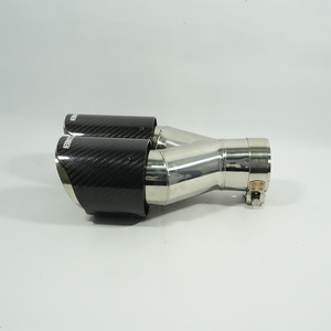 Embout d'échappement universel double FAIZJUNBEN, côté droit, finition brillante en fibre de carbone, embout de silencieux d'échappement quadruple - Product Image 2