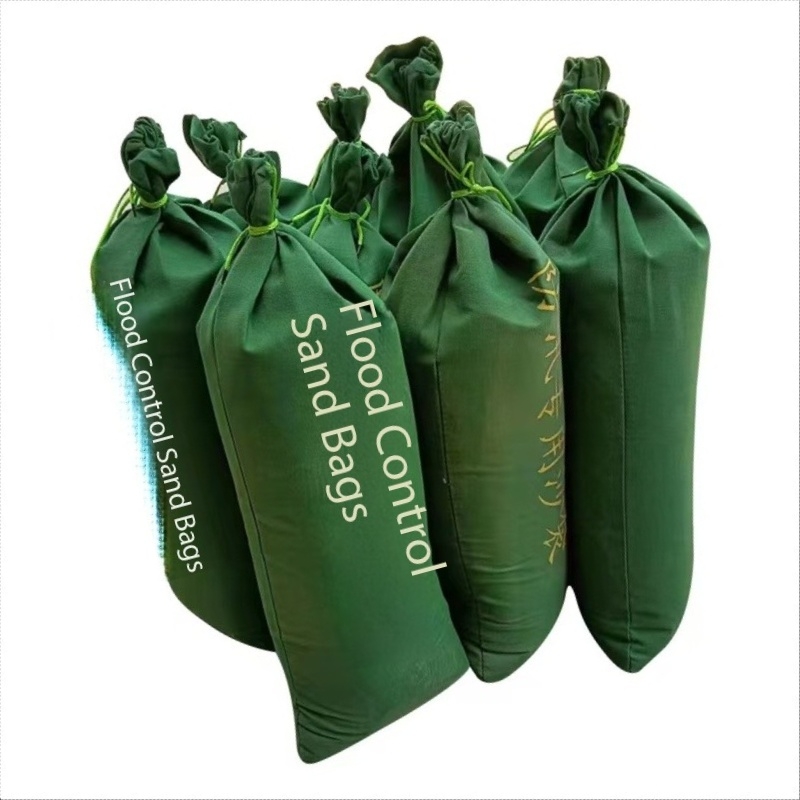 Wholesale Green Canvas Water Permeable Sandbags Flood Control Sandbag for Natural Disaster Prevention Water Safety Product