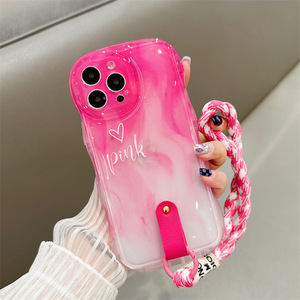 Custodia per cellulare <span class=keywords><strong>rosa</strong></span> con cinturino da polso in tessuto <span class=keywords><strong>rosa</strong></span> per <span class=keywords><strong>iphone</strong></span> 11 <span class=keywords><strong>12</strong></span> 13 14 Plus Pro Max custodia per telefono per ragazze - Product Image 3