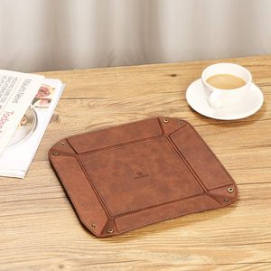 <b>Men</b>'s PU <b>Valet</b> Tray Bedside Table Organizer Tray Tray Watches Wallets Cell Phones Keys Office Travel Dresser Leather Single - Product Image 3