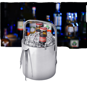 Cubo de Hielo Circular de Acero Inoxidable con Tapa, Cubo Metálico para Champaña y Cerveza, Enfriador de Bebidas para Bar - Product Image 1