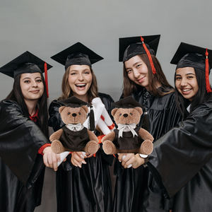 Zaves oso <span class=keywords><strong>de</strong></span> peluche pareja sentada para fiesta vestido negro pajarita Mortarboard muñeca suave para decoración del hogar para niños niñas escuela trasera - Product Image 6