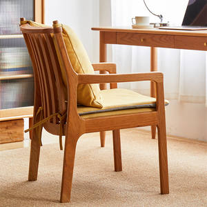 Fauteuil en bois massif, chêne, rembourré, confortable, chaise de bureau, chaise d'étude pour adulte - Product Image 2