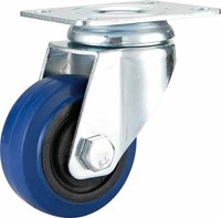 Vente directe du fabricant Roues à roulettes en caoutchouc élastique bleu de 3, 4 et 5 pouces, roulettes industrielles pour chariot à outils et chariot