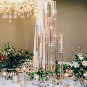 Vente flash, pas cher, grand candélabre <span class=keywords><strong>de</strong></span> mariage <span class=keywords><strong>en</strong></span> cristal à 10 bras avec tube <span class=keywords><strong>en</strong></span> <span class=keywords><strong>verre</strong></span> pour la décoration - Product Image 4