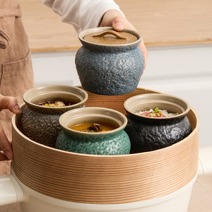 Marmite à soupe, marmite à ragoût <span class=keywords><strong>avec</strong></span> <span class=keywords><strong>couvercle</strong></span>, petit pot à nourriture, pot individuel <span class=keywords><strong>en</strong></span> <span class=keywords><strong>terre</strong></span> cuite, double cuiseur, pot <span class=keywords><strong>en</strong></span> céramique - Product Image 5