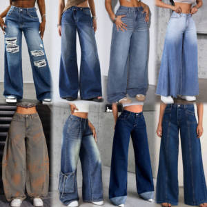 Jean décontracté pour <span class=keywords><strong>femme</strong></span> de haute qualité, coupe droite ample, taille haute, été 2026, en tissu denim, expédition aléatoire, vente en gros - Product Image 2
