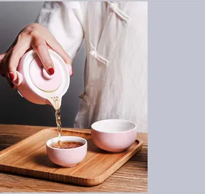 Kingze logotipo personalizado Mini <span class=keywords><strong>Kungfu</strong></span> juego de té de cerámica tetera de porcelana portátil para café y té de viaje - Product Image 4
