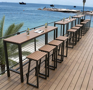 BRIO <span class=keywords><strong>Tavolo</strong></span> <span class=keywords><strong>da</strong></span> <span class=keywords><strong>Parete</strong></span> Moderno per Esterni, Balcone, in Ferro Battuto e Legno Massello di Pino, Anti-Corrosione, Impermeabile, con Gambe Alte - Product Image 4