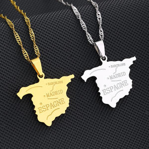 Collana con Ciondolo a Forma di Mappa della <span class=keywords><strong>Spagna</strong></span> Color Oro per Donne Gioielli con Catena Mappa Spagnola - Product Image 3