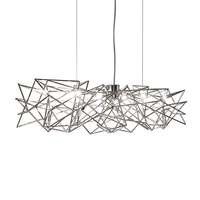 Luminaire suspendu personnalisé en acier inoxydable chromé, style postmoderne, luxe léger, pour restaurant, avec maille linéaire, idéal pour l'ameublement et l'ingénierie.