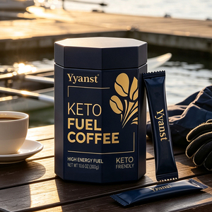 Café Instantáneo Keto Fuel OEM, Alta Energía, Bajo en Carbohidratos, Cetosis, Control de Peso, Suplemento para la Vitalidad Masculina, 300g, Envase Hexagonal en Sobres - Product Image 6