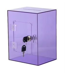 Hucha de acrílico multicolor con cerradura, transparente, rosa, morado, azul, caja para ahorrar dinero, urna de donaciones/sugerencias de acrílico - Product Image 5