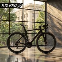 Vélo de route en carbone léger 700c 24 vitesses Frein à disque hydraulique Roues hydro-érodynamiques étanches Vélo de course R12 pour