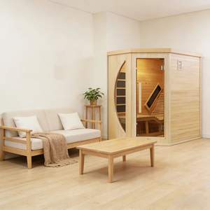 Sauna infrarouge lointain carré robuste pour 2 personnes, idéal pour la récupération musculaire, prix usine, sauna en bois massif avec banc - Product Image 1