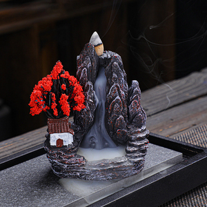 Benutzer definierte Home Decor Harz Ornamente Aroma therapie Joss Stick Weihrauch Räucher gefäß Keramik Wasserfall Rückfluss Weihrauch halter Brenner - Product Image 4