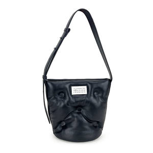 Bolso Tipo Cubo de Cuero Genuino de Grano Completo – Acabado Negro Brillante con Placa Numérica y Correa Ajustable, Opciones Multicolor - Product Image 1